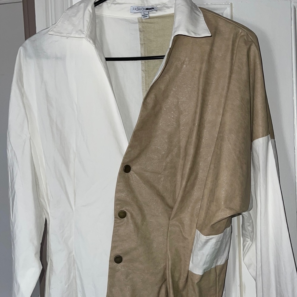 FashionNova Dress mid length brown part is leather